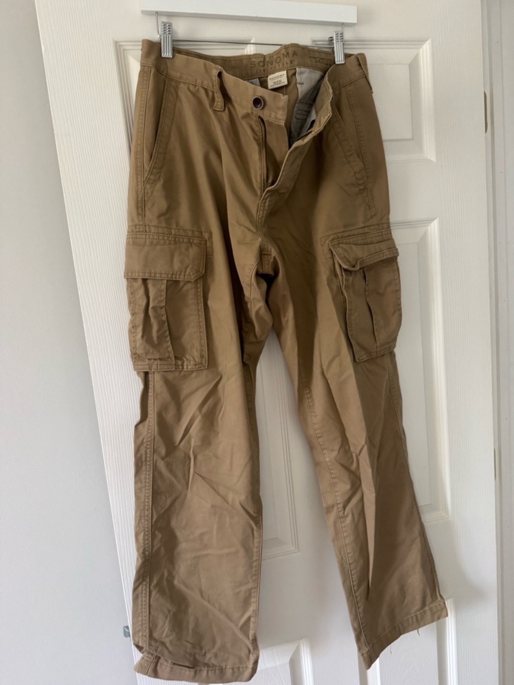 Sonoma Men’s Tan Cargo Pants - Durable Everyday Workwear 32x32 khaki